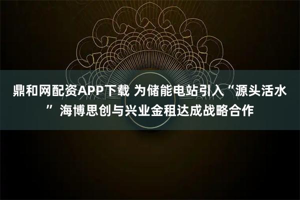 鼎和网配资APP下载 为储能电站引入“源头活水” 海博思创与兴业金租达成战略合作